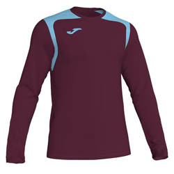 JOMA CHAMPION V TRICOU CU MANECA LUNGA BURGUNDI ROSU-ABLASTRU DESCHIS